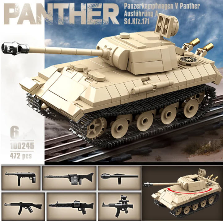 Share WW2 Tank Military Vehicle Building Blocks Toy Bricks Model Set + 2 mini figures