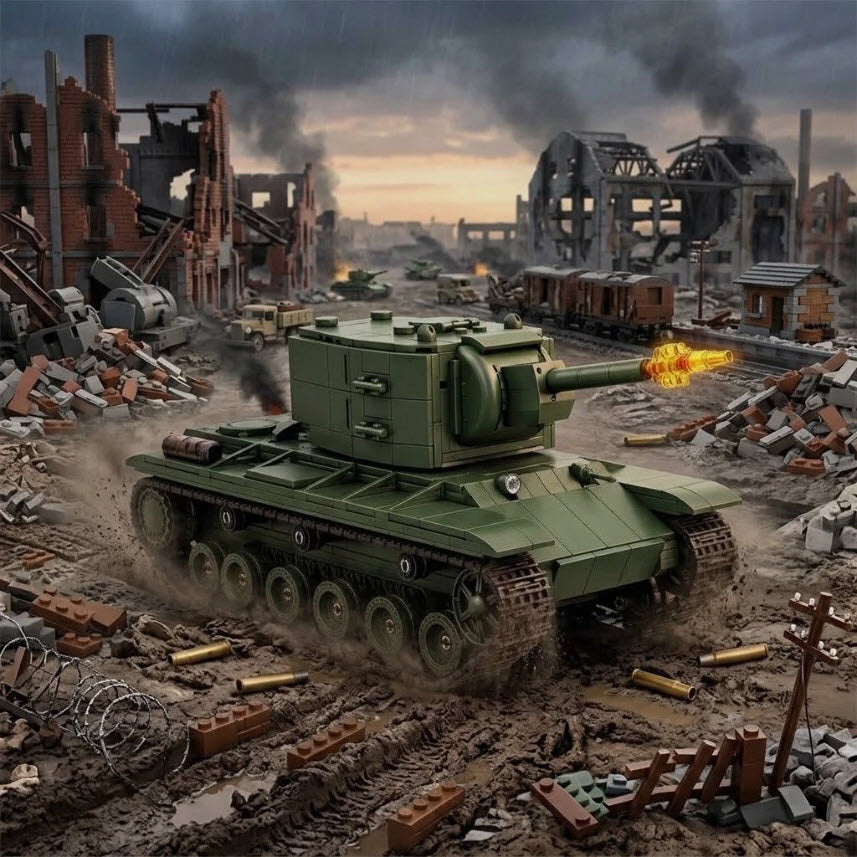 WW2 KV2 Tank Military Vehicle Building Blocks Toy Bricks Model Set