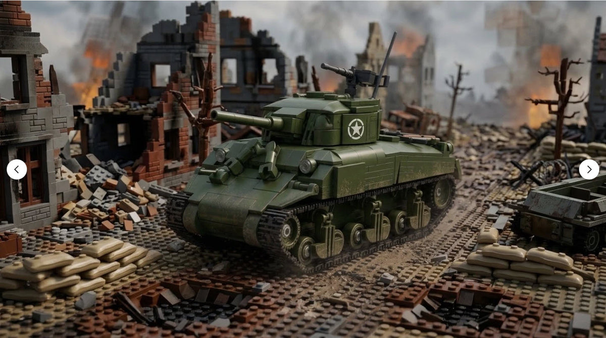WW2 USA M4 Sherman Tank Military Vehicle Building Blocks Toy Bricks Model Set