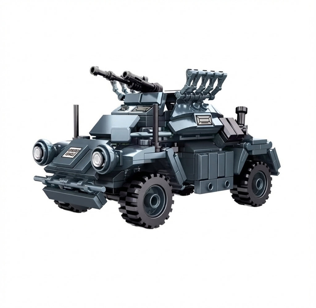 WW2 armored Car Tank Military Vehicle Building Blocks Toy Bricks Model Set