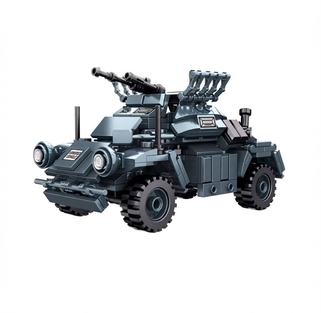 WW2 armored Car Tank Military Vehicle Building Blocks Toy Bricks Model Set