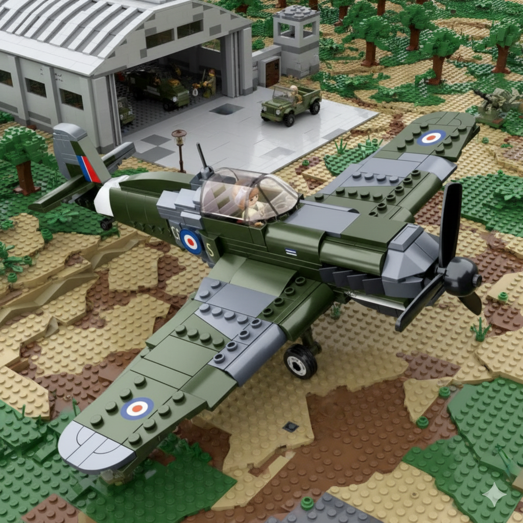 WW2 British Spitfire Military Vehicle Building Blocks Toy Bricks Model 290pcs