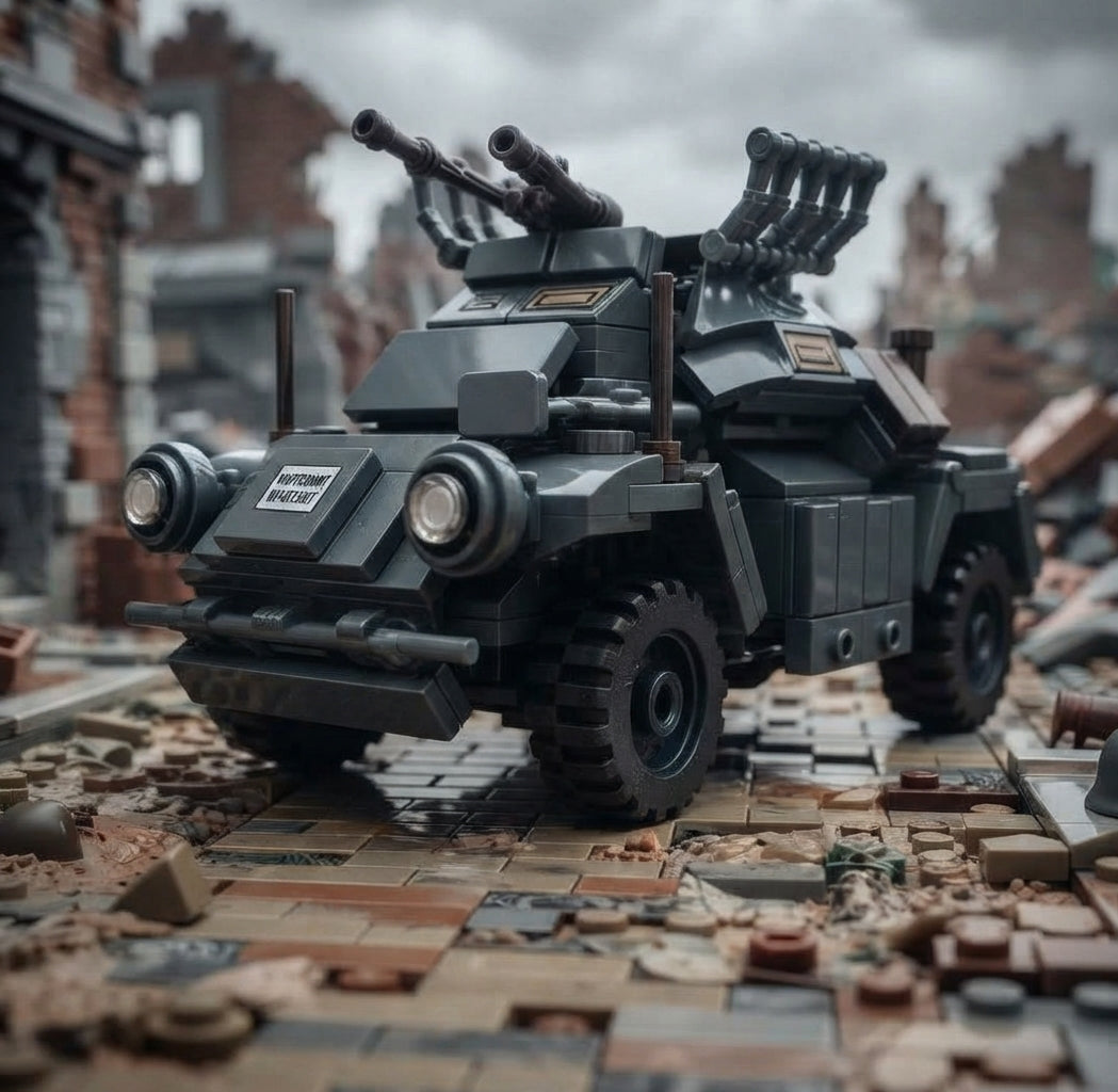 WW2 armored Car Tank Military Vehicle Building Blocks Toy Bricks Model Set