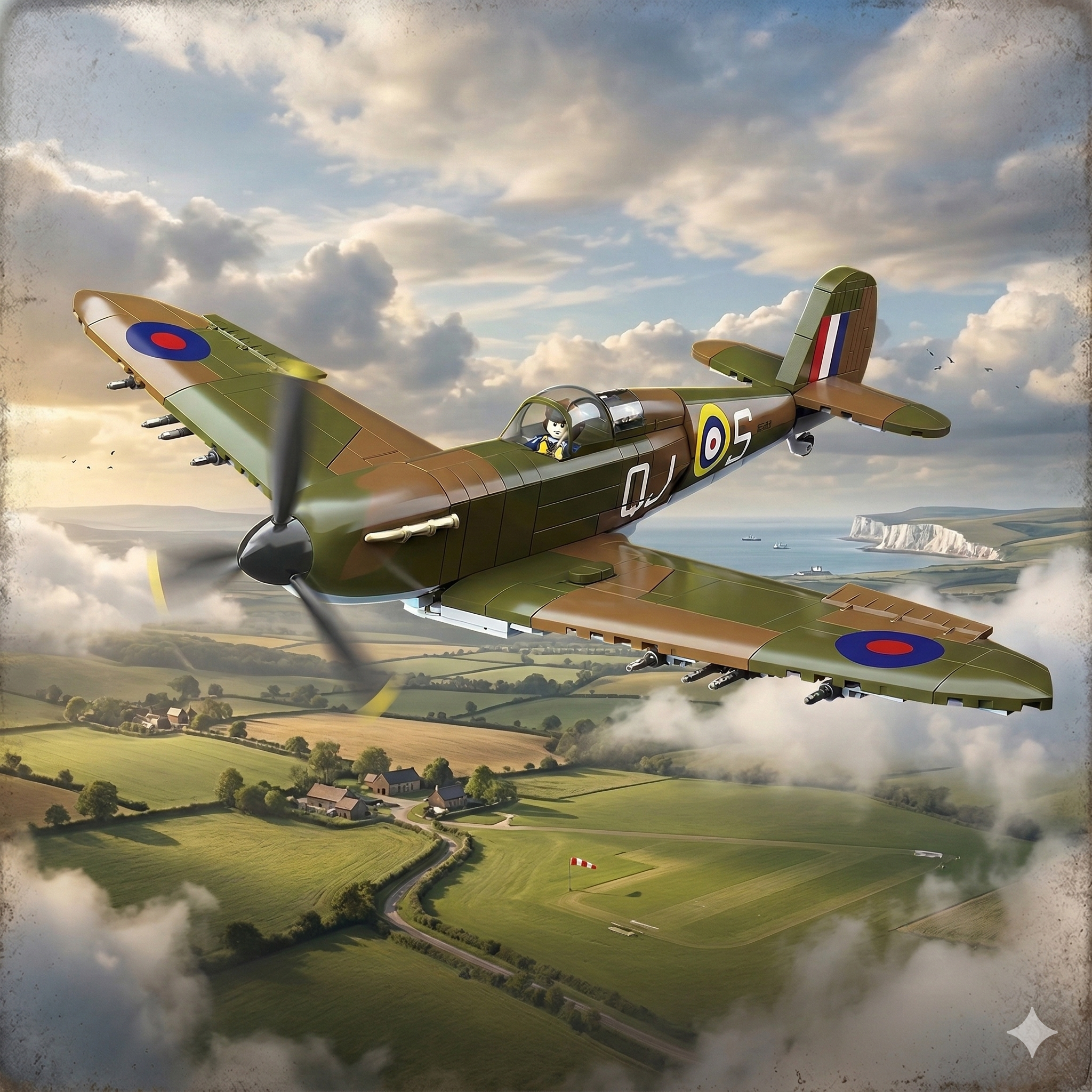 WW2 British Spitfire Military Vehicle Building Blocks Toy Bricks Model 682pcs