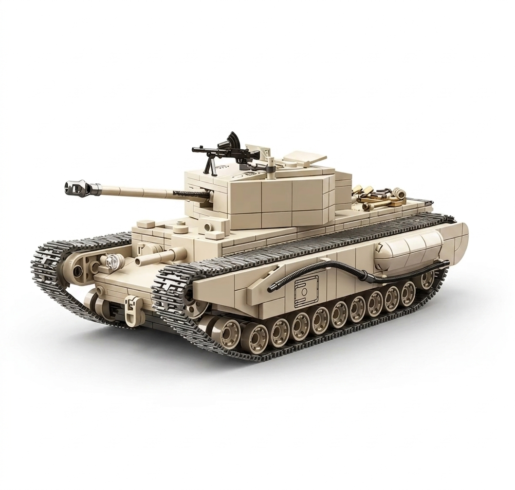 British Churchill Tank Military Vehicle Building Blocks Toy Bricks Model Set