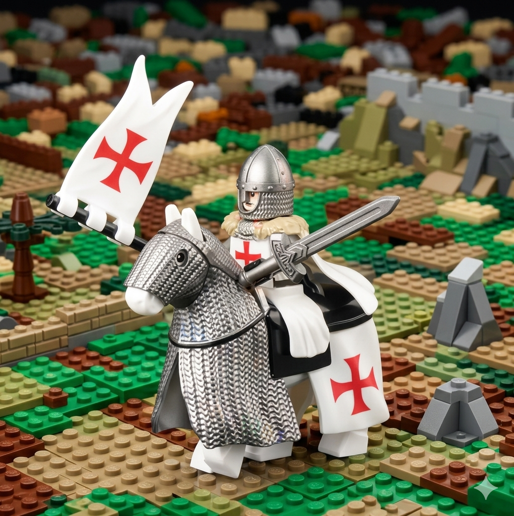 Knights Templar Crusader Brick Minifigure with Horse