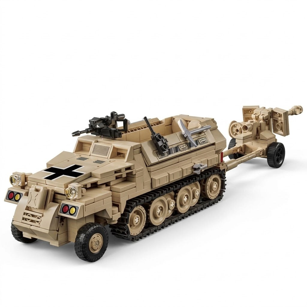 WW2 Half Track Military Vehicle Building Blocks Toy Bricks Model +3 mini figures