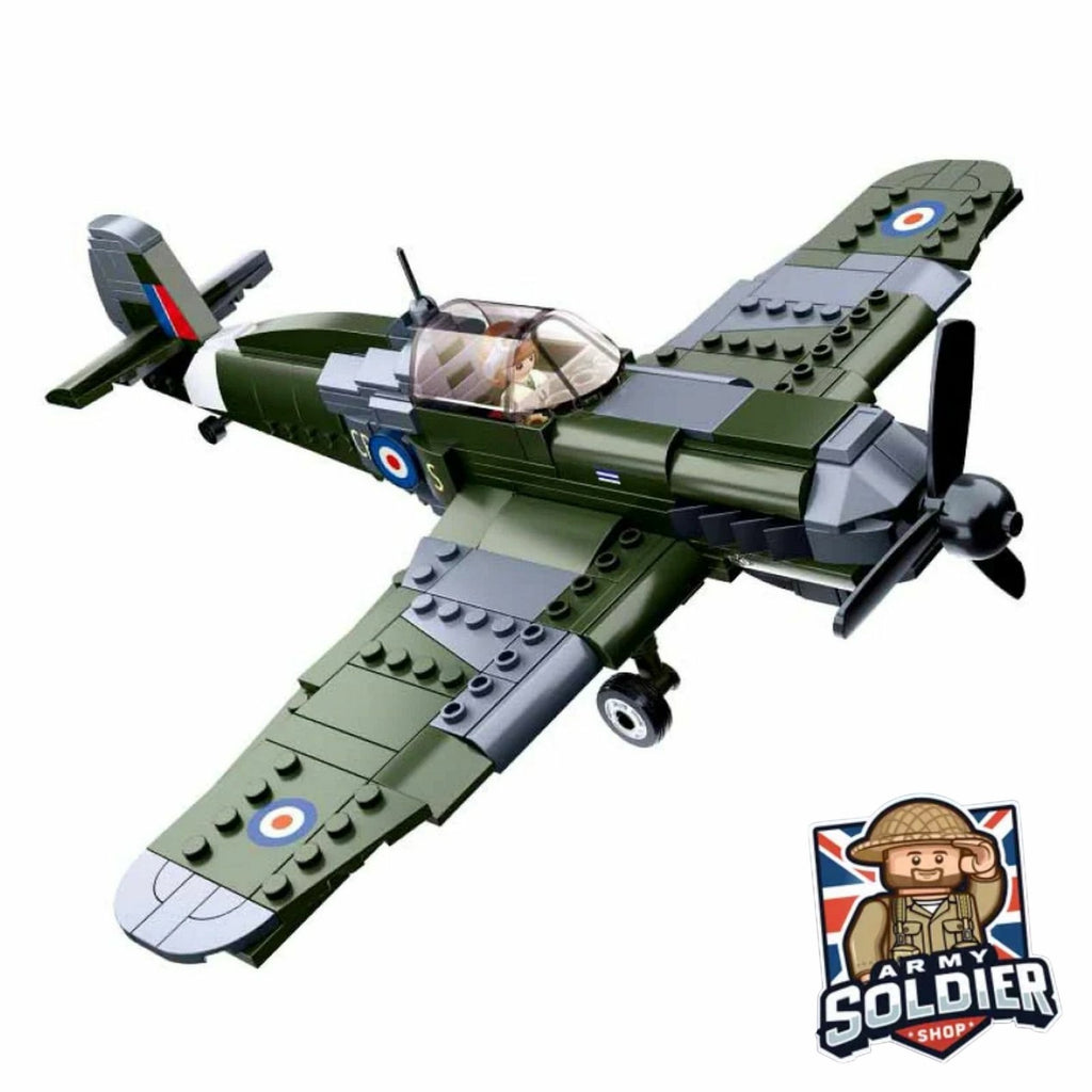 WW2 British Spitfire Military Vehicle Building Blocks Toy Bricks Model 290pcs