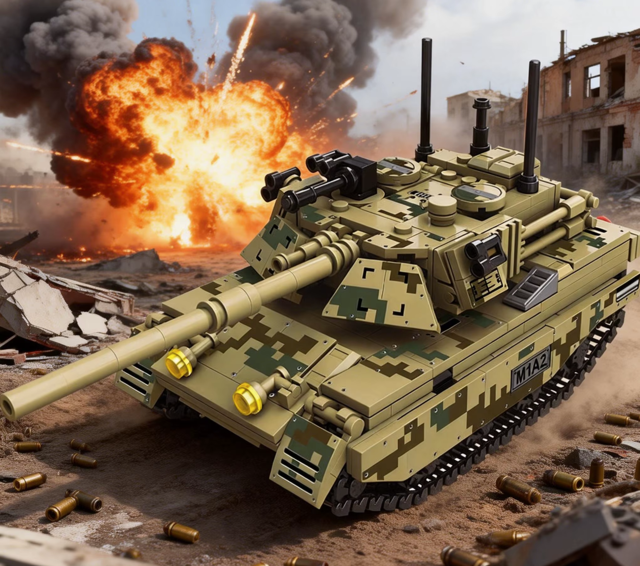 M1A2 Battle Tank Military Vehicle Building Blocks Toy Bricks Model Set 605pcs