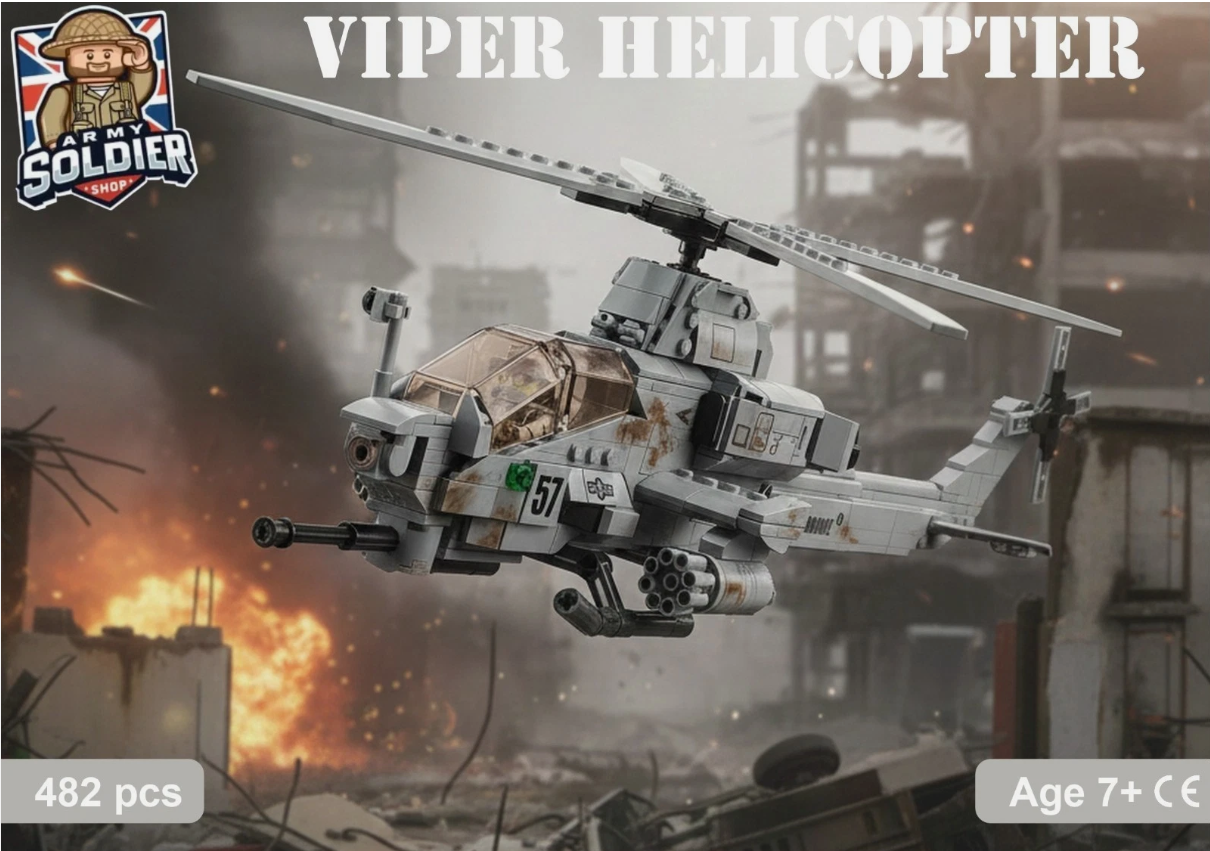 Attack helicopter Military Vehicle Building Blocks Toy Bricks Model Set 482PCS