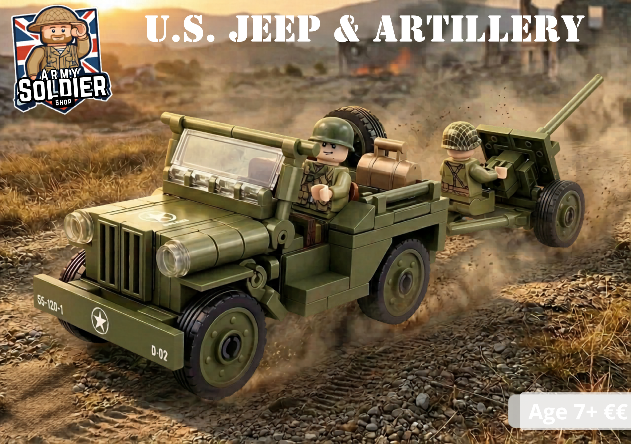 WW2 US Jeep willy Military Vehicle Building Blocks Toy Bricks Model Set