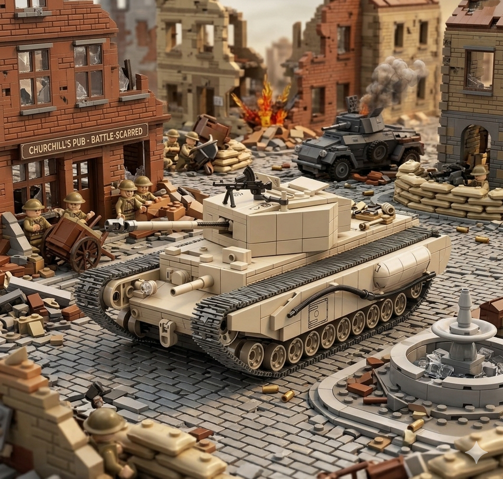 British Churchill Tank Military Vehicle Building Blocks Toy Bricks Model Set