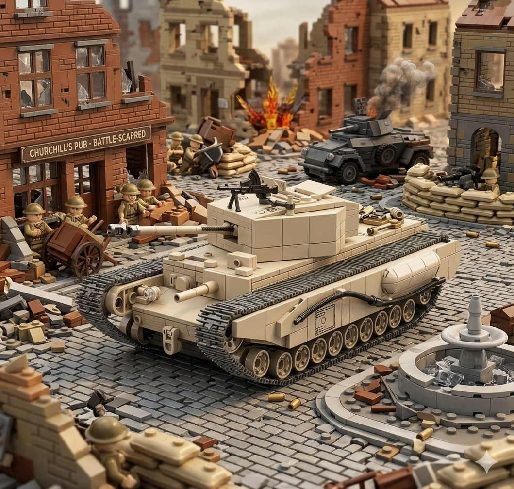 British Churchill Tank Military Vehicle Building Blocks Toy Bricks Model Set