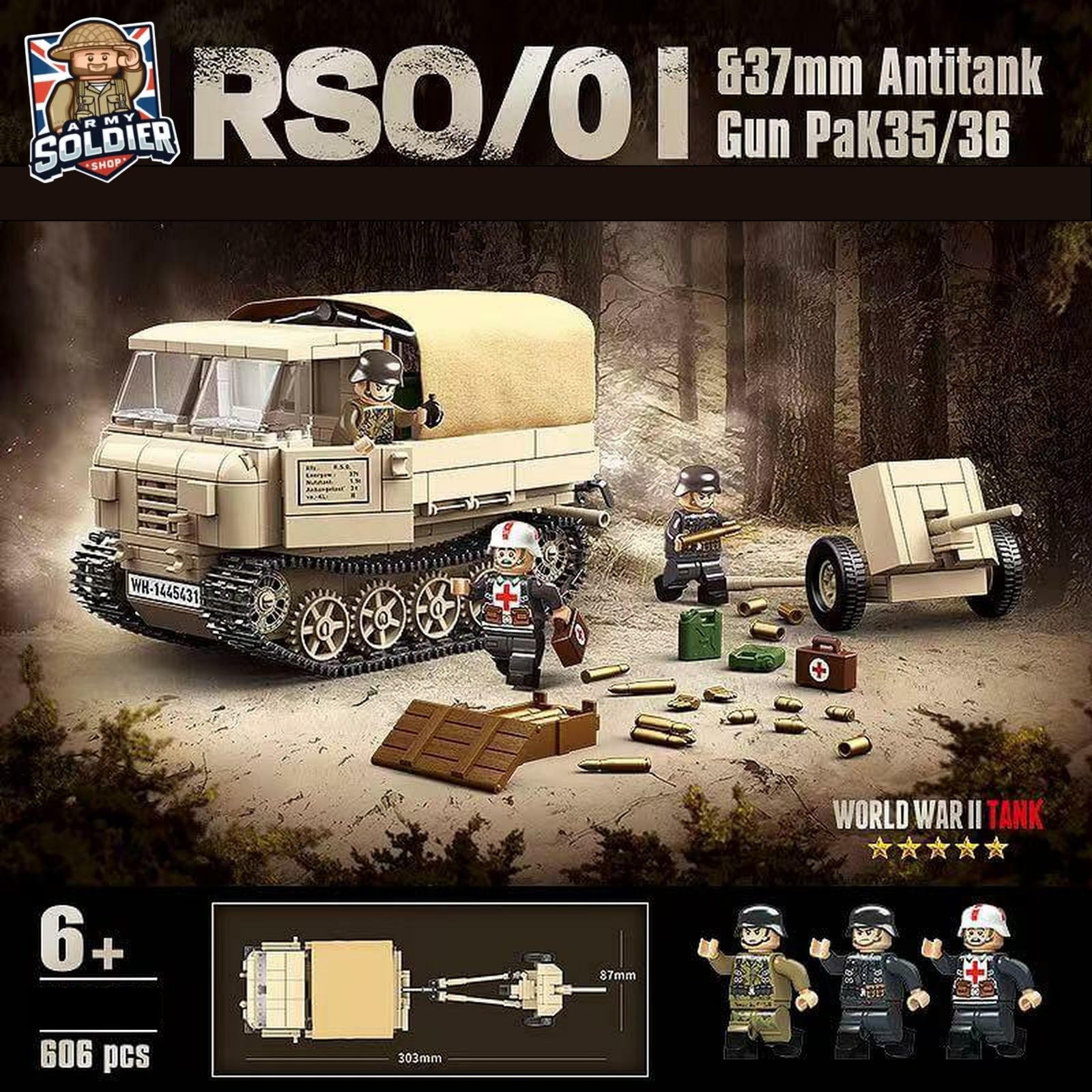 German  WW2 ROS/01 with Anti tank gun Pak 35/36