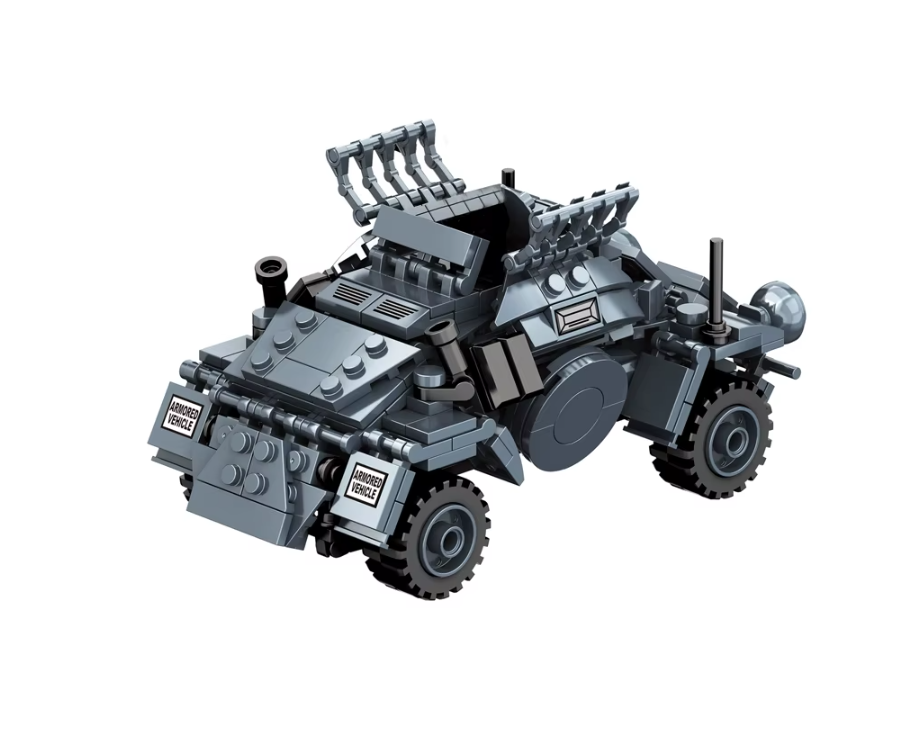 WW2 armored Car Tank Military Vehicle Building Blocks Toy Bricks Model Set